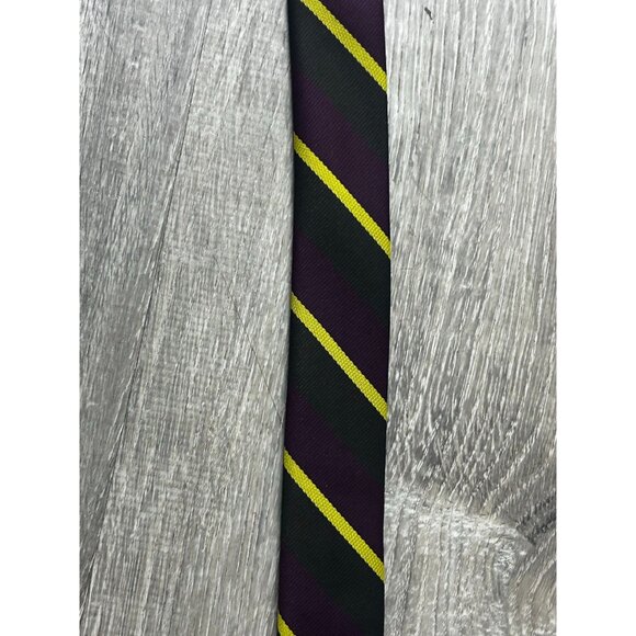 Giuseppe Neck Tie For Men's One Size Yellow Diagonal Stripes on Black - Picture 5 of 8